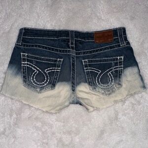 **RARE** discontinued German Designer Big Star Blue and White Cutoff Jean Shorts